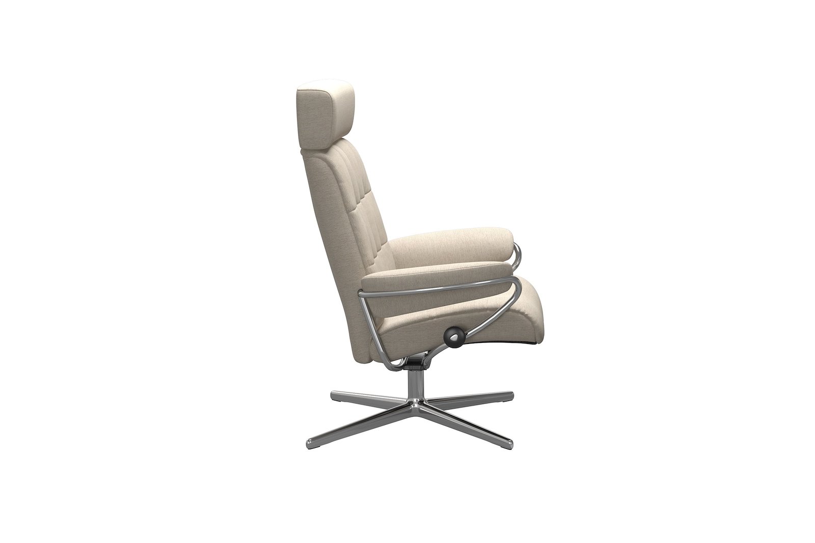 London lenestol Tekstil Jasmine Beige – Cross understell – Alu