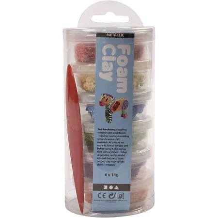 Creative Company Foam Clay Metallicset, 6 Dosen Wolkenschleim je 14 g