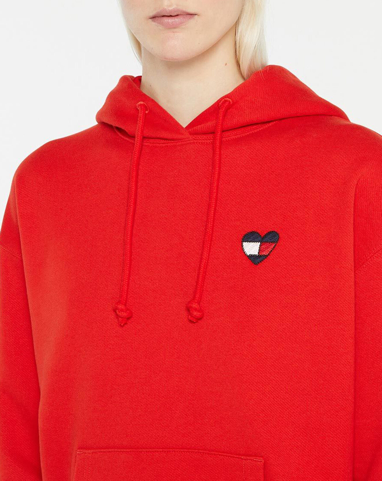 Tommy Jeans Sweat 100% Coton Bio Homespun Heart rouge