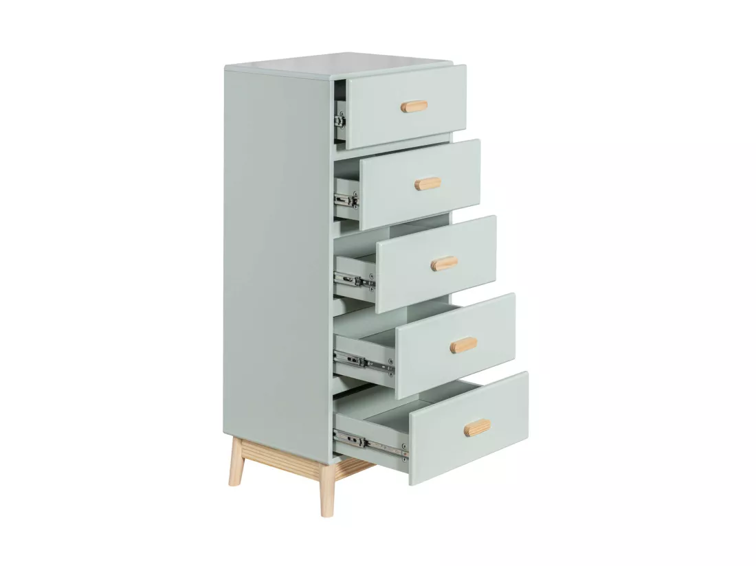 Commode Mobili Rebecca Aloe 115x50x40 MDF Pin Vert d'Eau Marron Scandinave À Monter