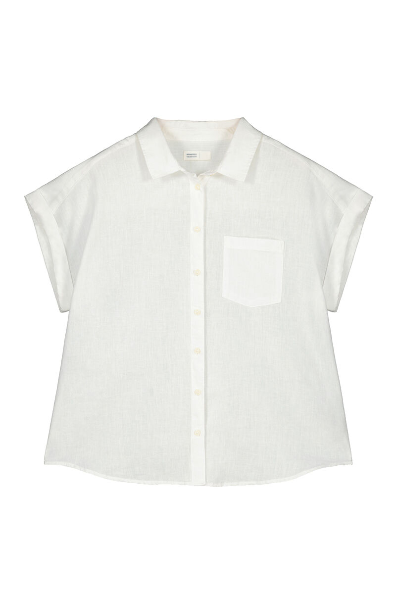 Blusa de manga curta em linho e algodão - Amarela