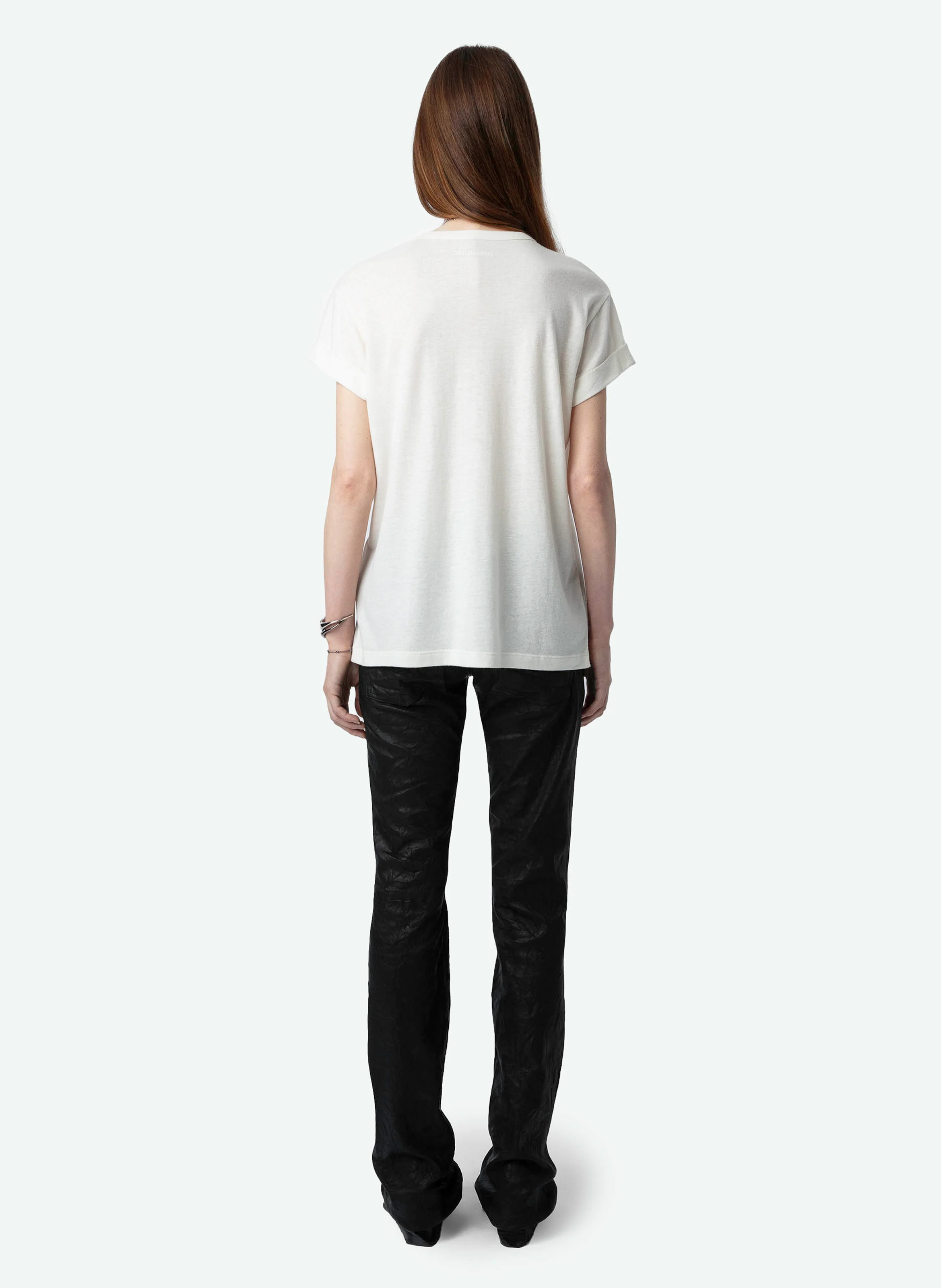 ANYA - Tee-shirt manches courtes en coton et lin mélangés | Blanc