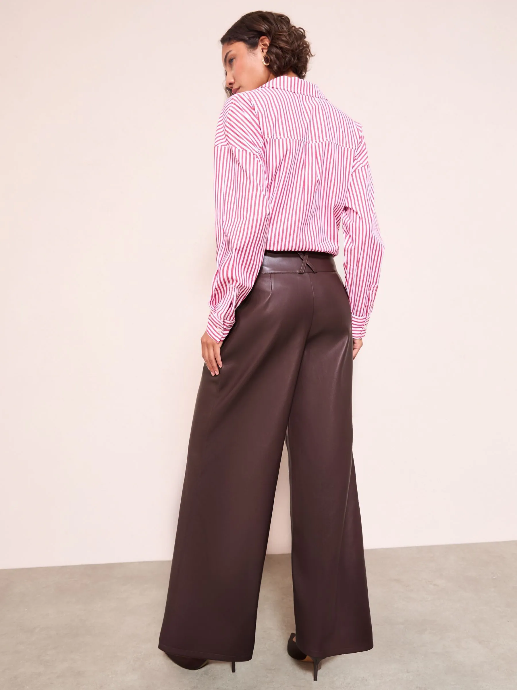 Bessenrood - Friends Like These Faux Leather Pleated Wide Leg Trousers