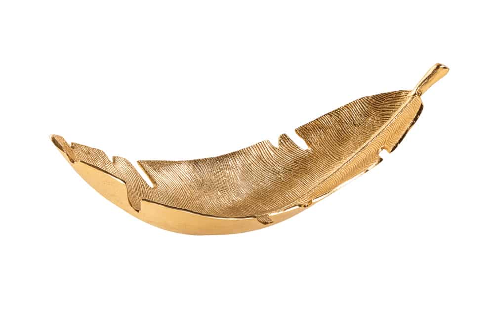 Design Deko Schale GOLD LEAF 65cm gold Blatt Design Metall Handarbeit