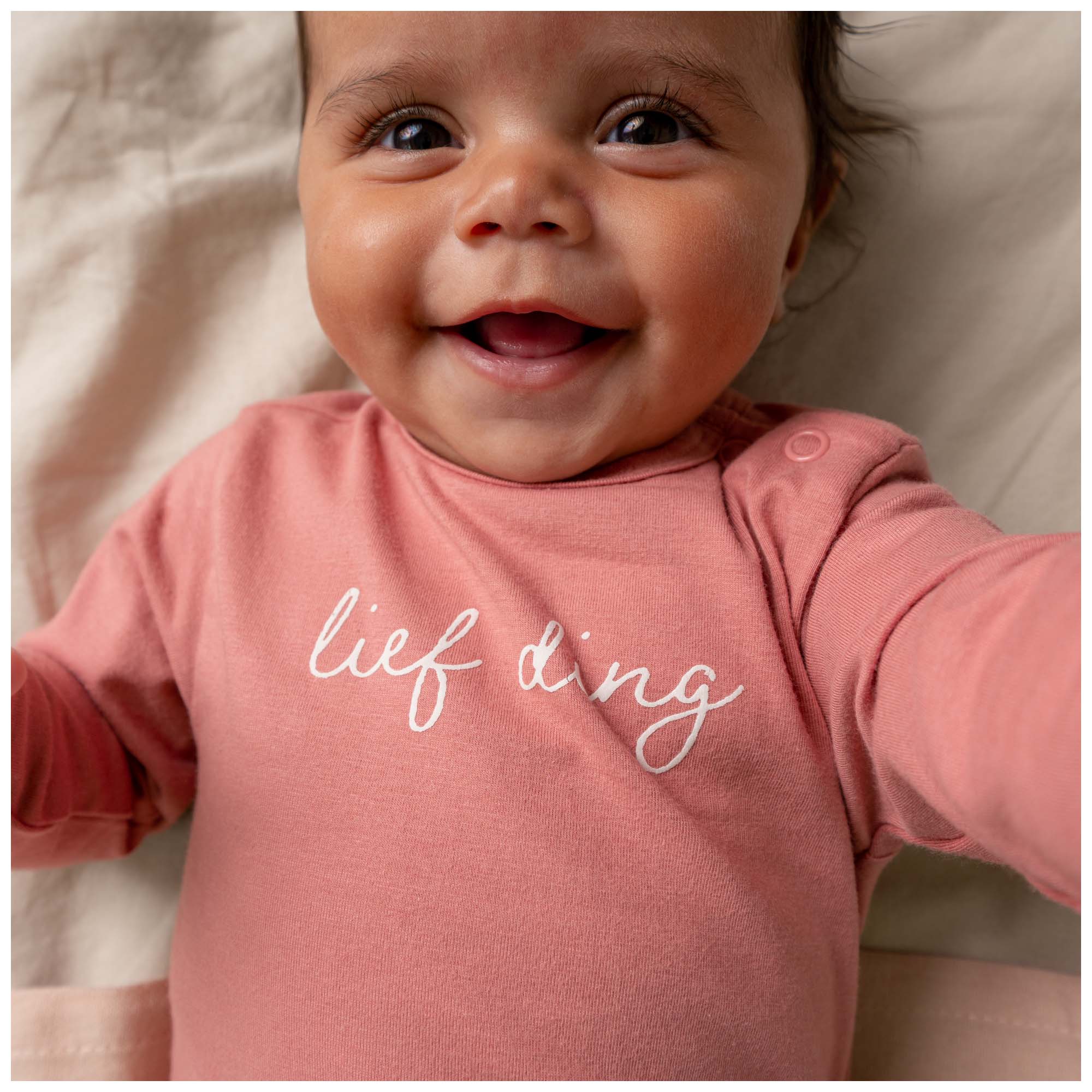 prénatal newborn shirt lange mouwen tekst roze
