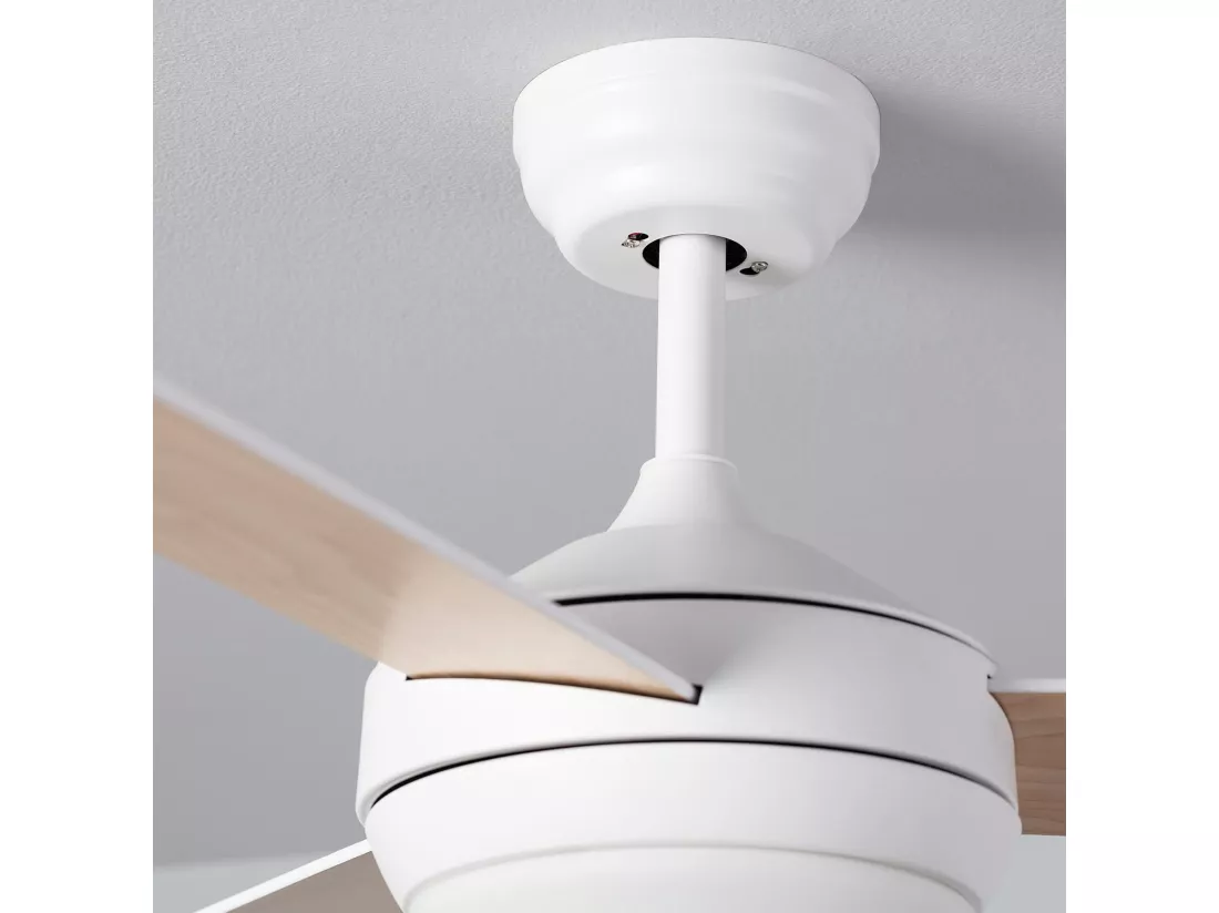 Ventilateur Exterieur Silencieux Navy 107cm Moteur DC Bois clair Télécommande Avec lumière