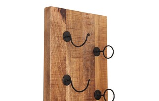 Wand-Weinregal 33 x 80 cm Mangoholz natur/antikschwarz
