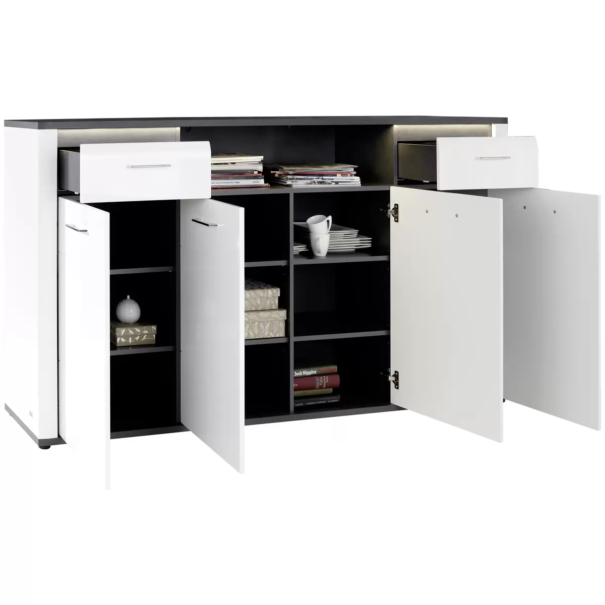 Highboard Alassio weiss,grau