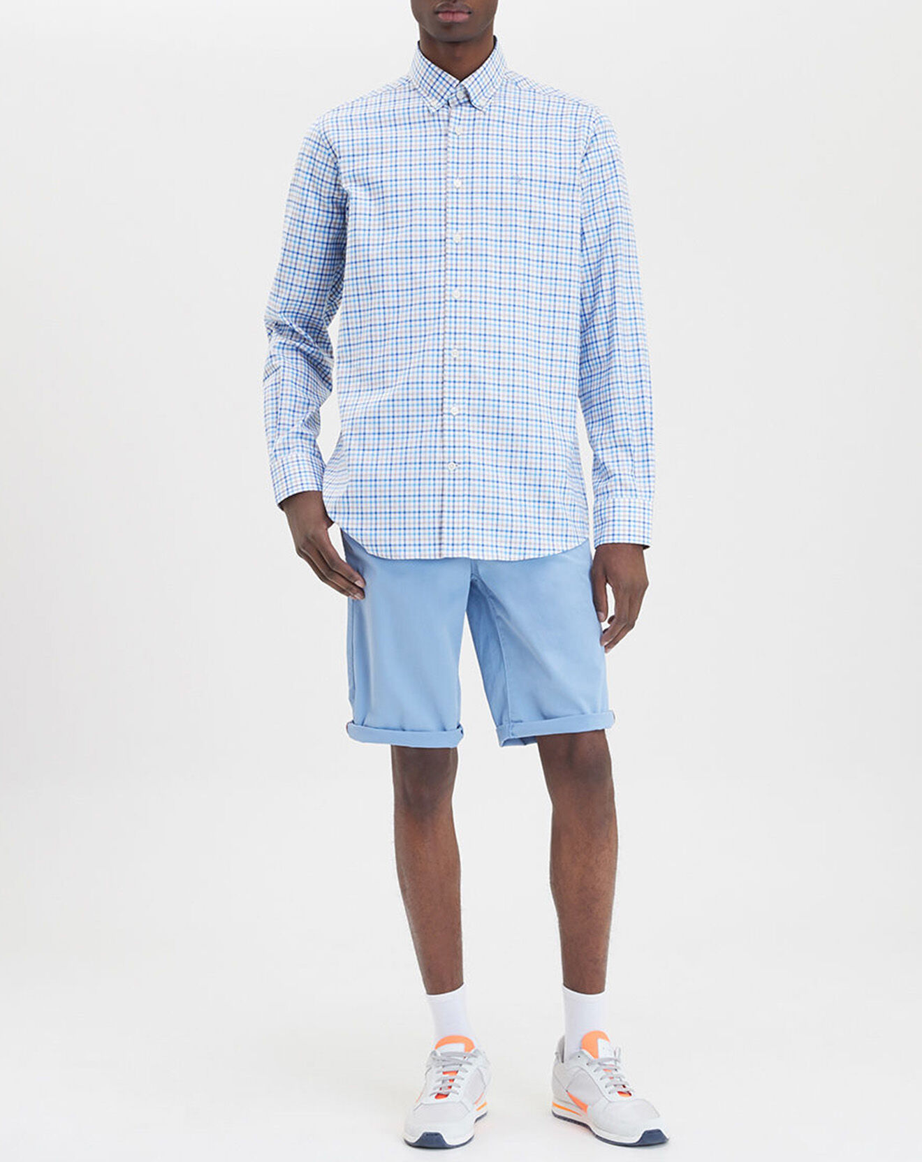 Hackett London Chemise à carreaux tricolore beige/bleu