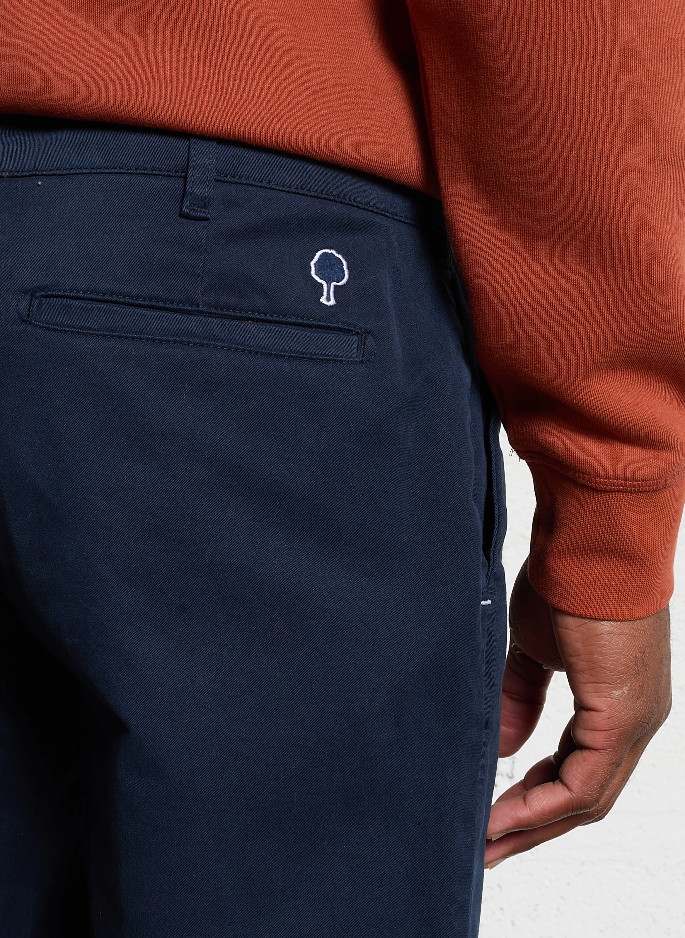 BRIX - Pantalon droit en coton bio mélangé | Bleu