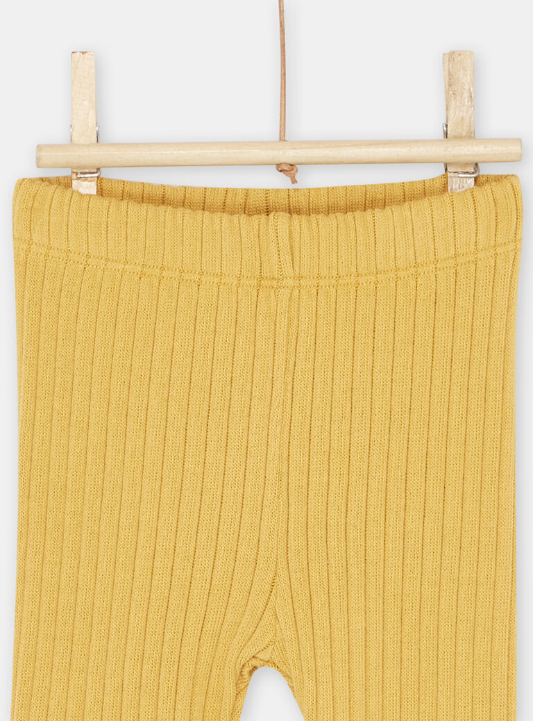 Legging côtelé jaune bébé fille