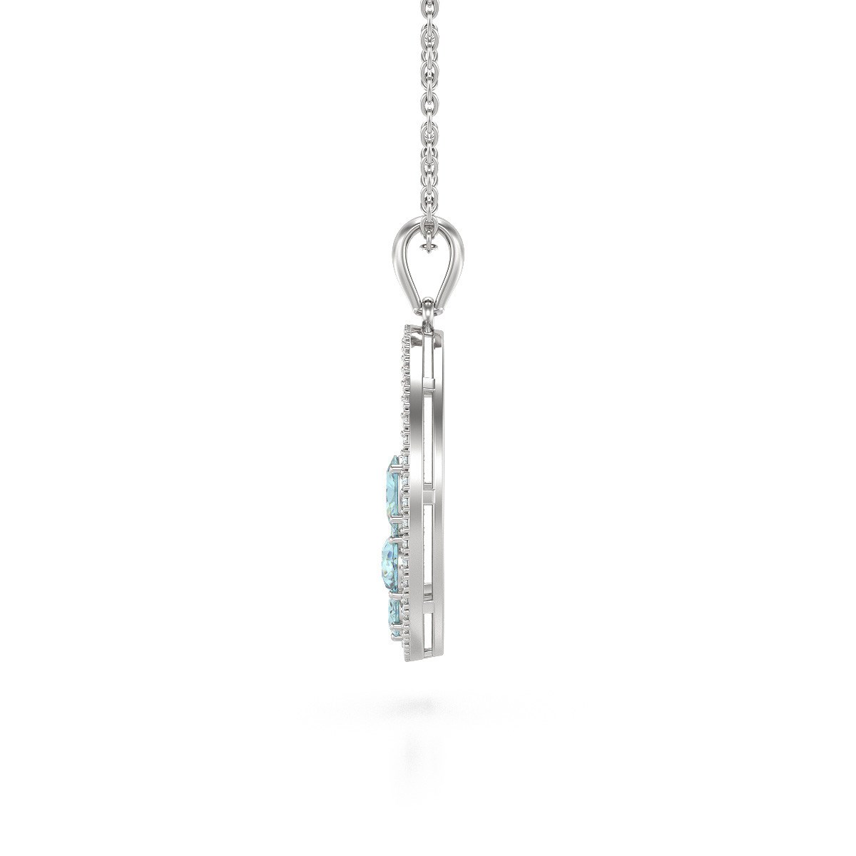 Pendentif Or Jaune 750 & Aigue-Marine | Diamants & Chaine Incluse - Aden