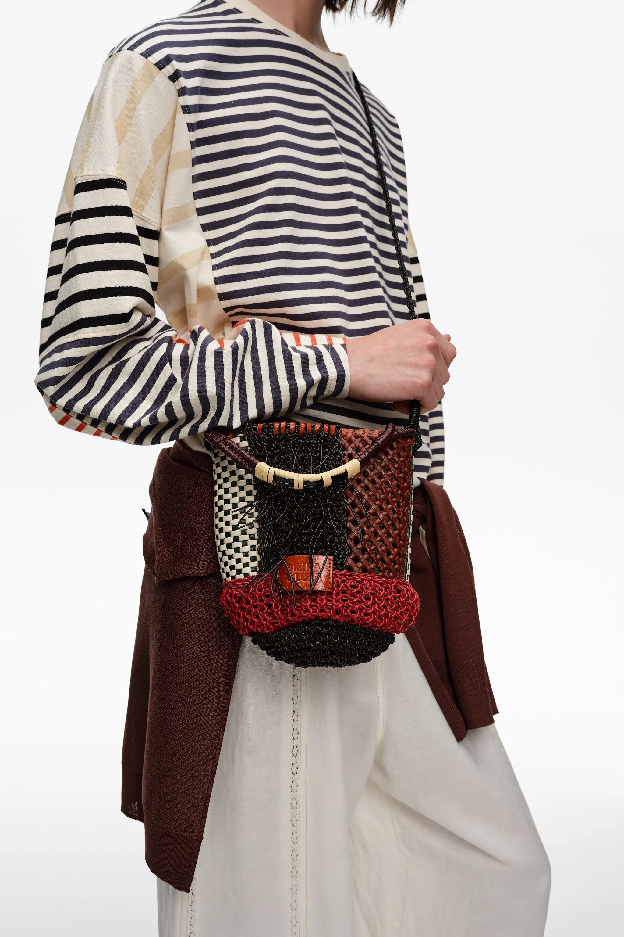 Bolsa de ombro vermelha com patchwork