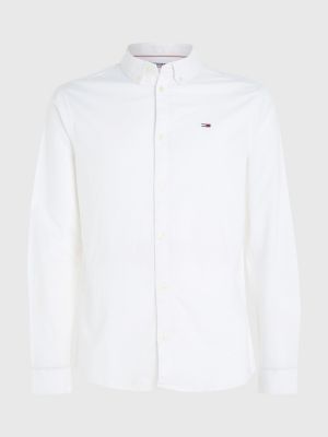 Camisa de algodão Oxford stretch com corte slim.