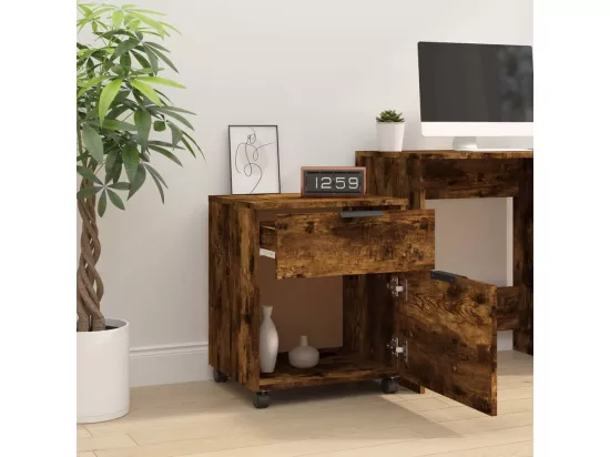 Classeur mobile avec roues Chêne fumé 45x38x54 cm Bois