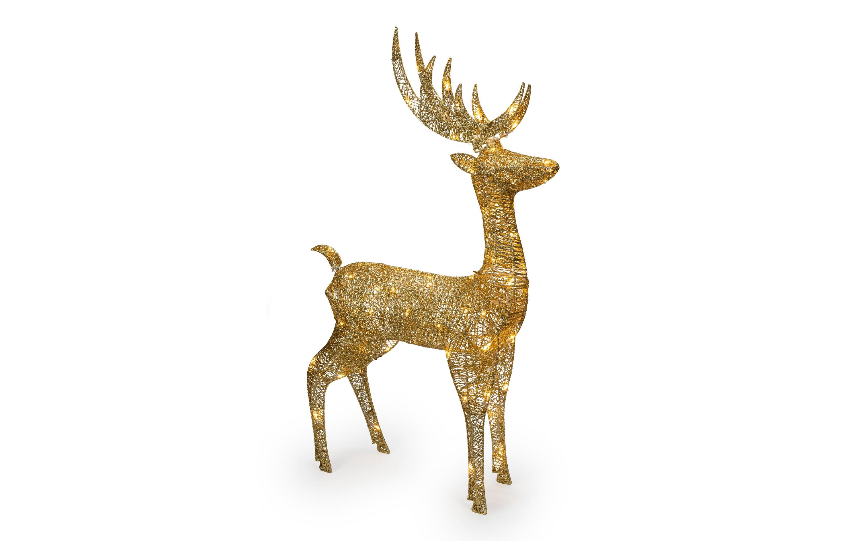 LED-Figur Rentier Floki, 64 cm, Gold<br>LED Weihnachtsdekoration