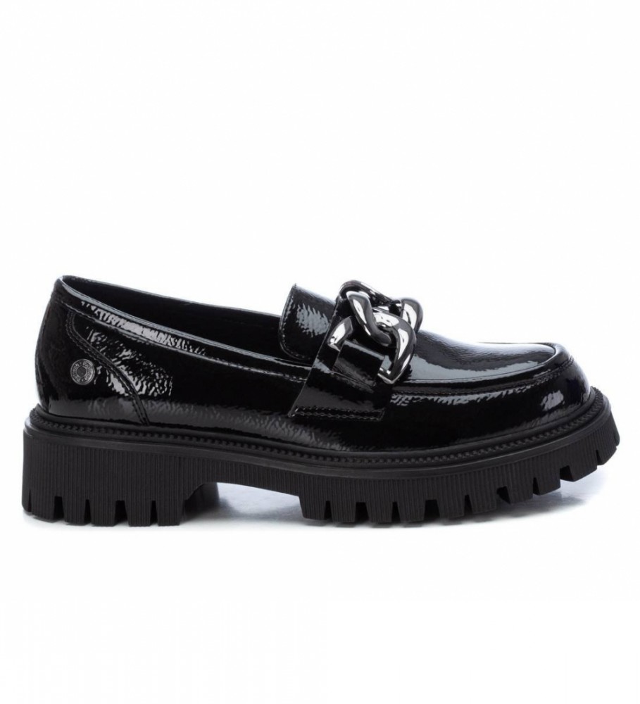Refresh Mocassins de couro envernizado preto