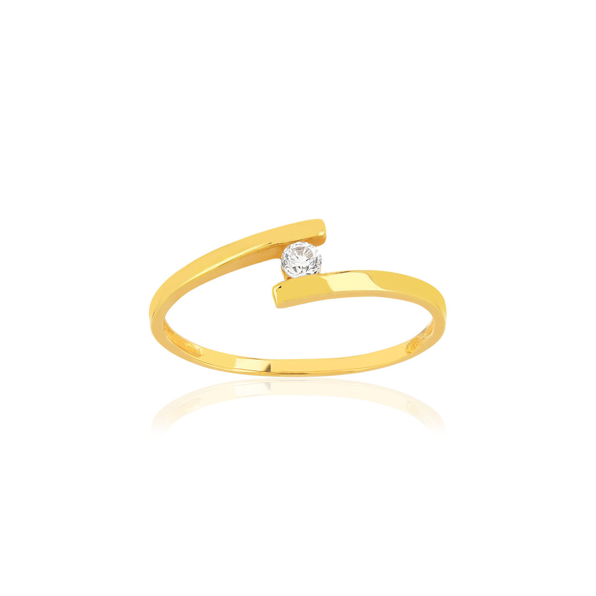Bague or 375 jaune zirconia blanc