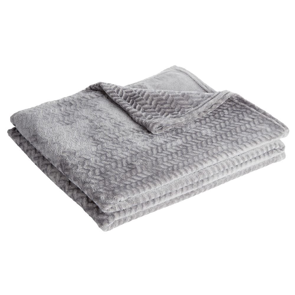 Plaid XL flanelle gris 180x200 cm
