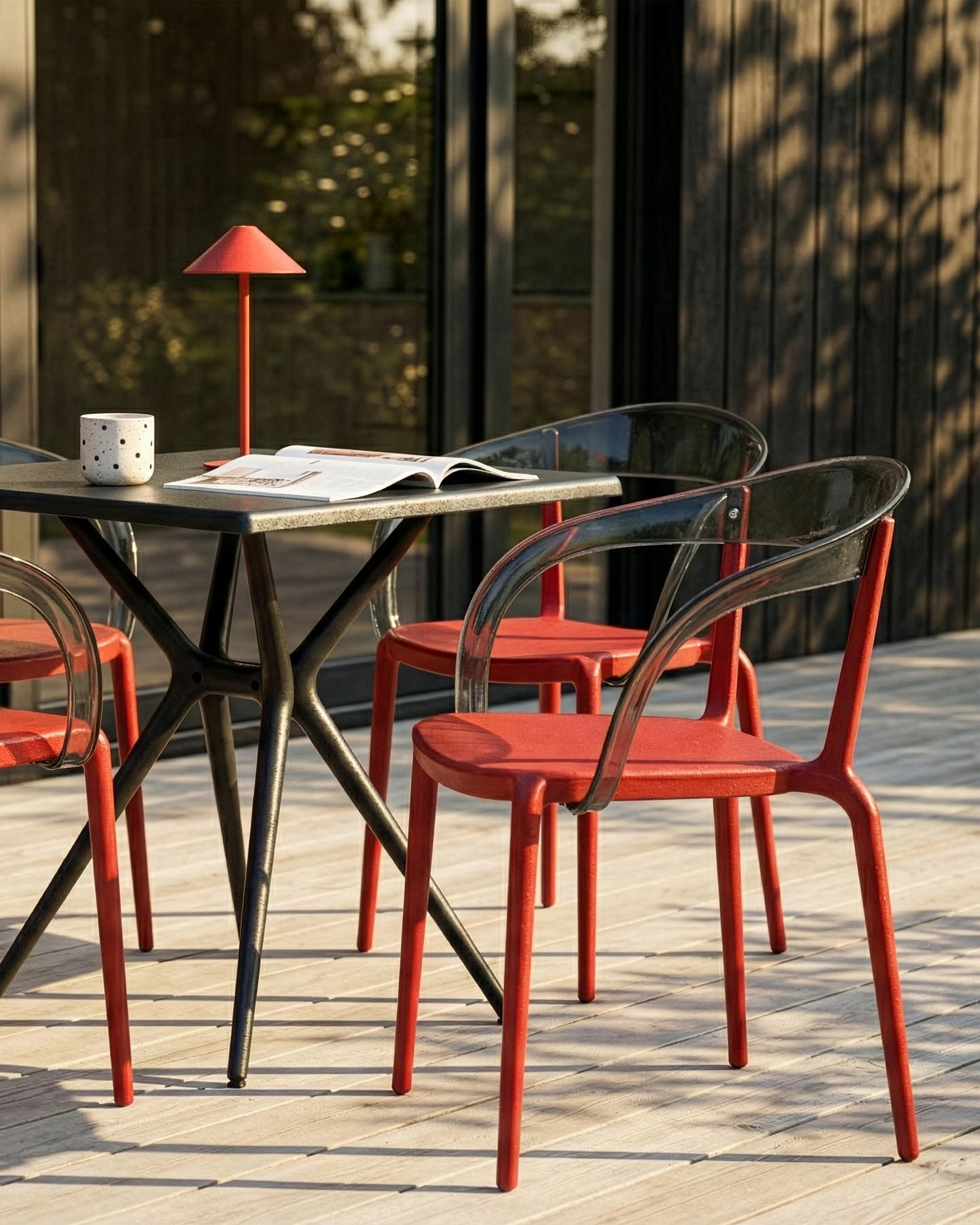Set van 4 tuinstoelen MALEVIZI stapelbaar Rood