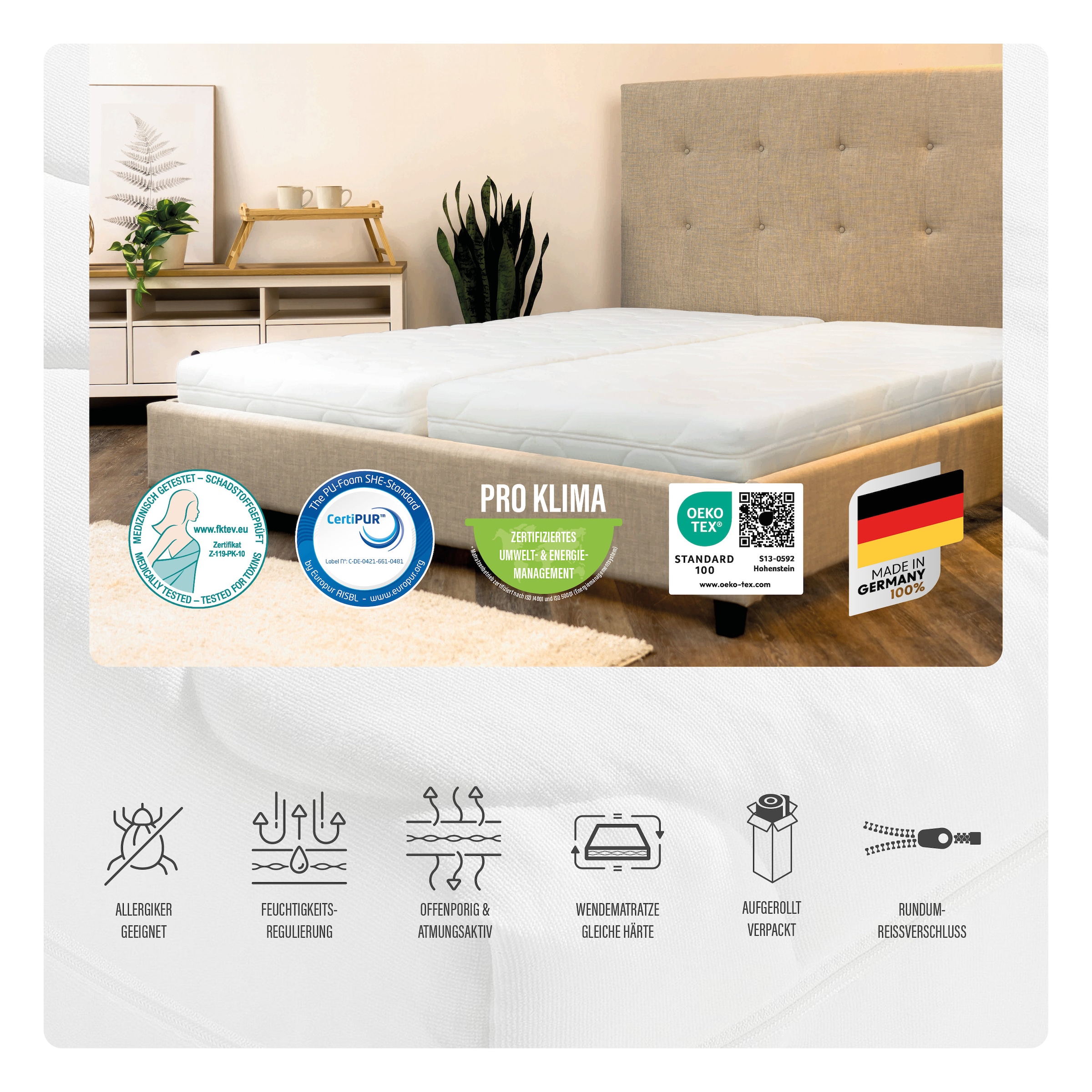 Beco Kaltschaummatratze »Blue Vision, Matratze in 90x200 und vielen weiteren Grössen erhältlich!« 18 cm hoch Raumgewicht: 35 kg/m³ 1 Stk. tlg. Blauer Engel-Auszeichnung, atmungsaktiv, ergonomische Körperanpassung