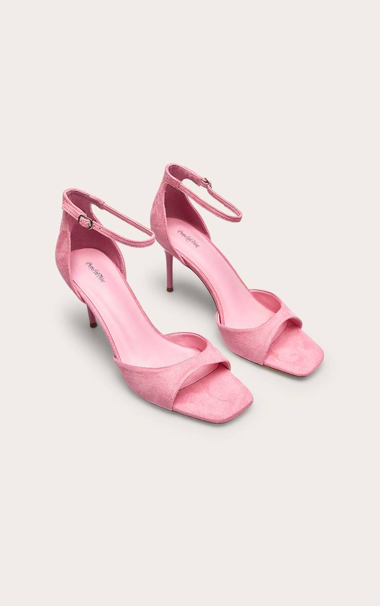 Rose Sandales À Talons Minimalistes À Bout Carré Imprimé Synthétique