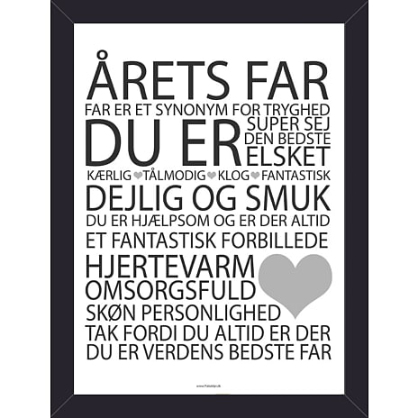 Salling Årets Far plakat med sort glasramme 15x21 cm