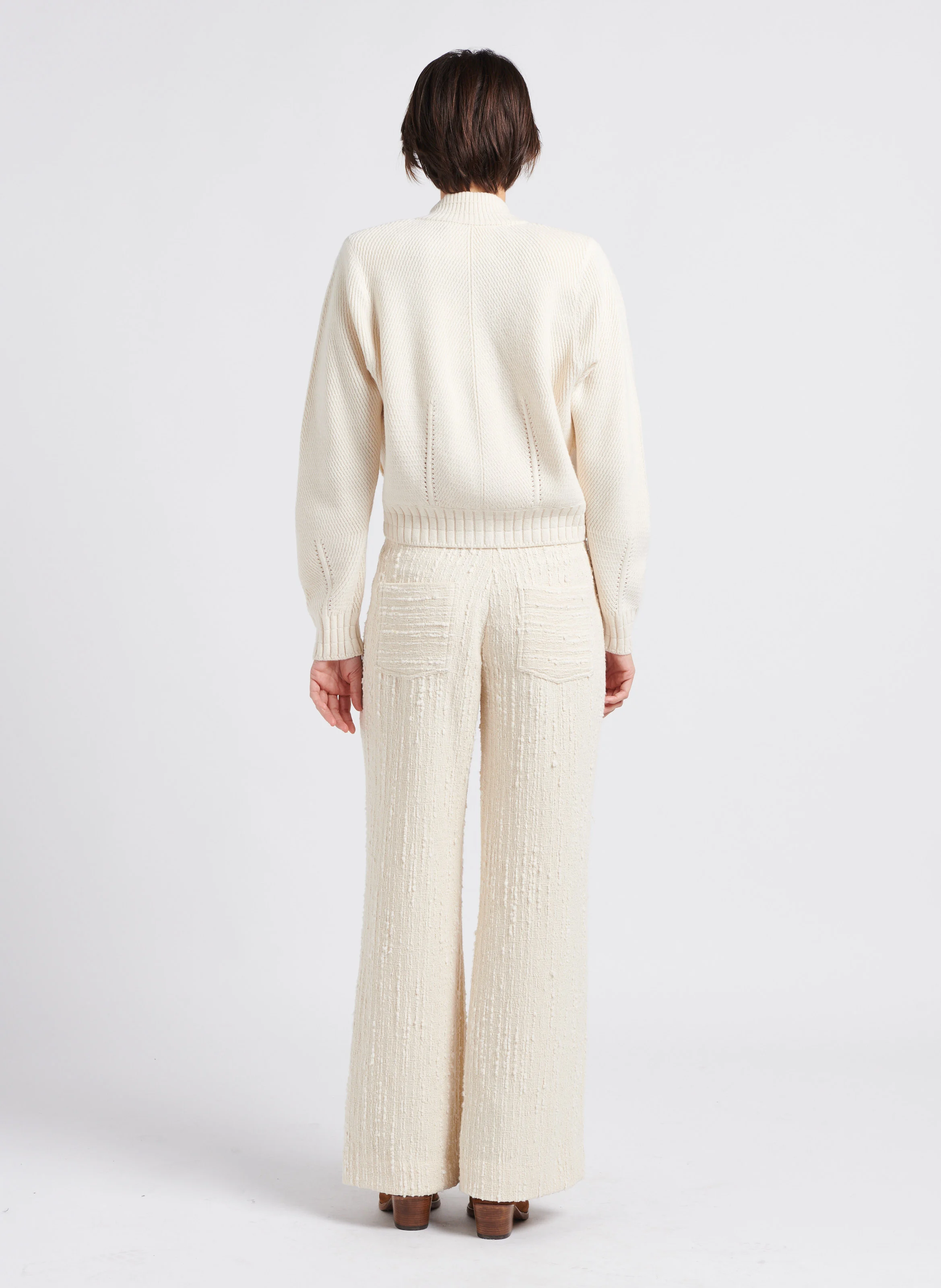 BELEM - Gilet col teddy en maille côtelé | Beige