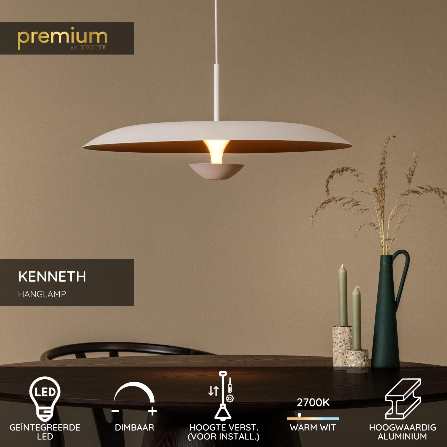 Lucide Premium KENNETH Hanglamp - Wit