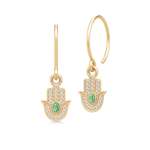 Julie Sandlau Hamsa Protection Øreringe, Green Turmalin