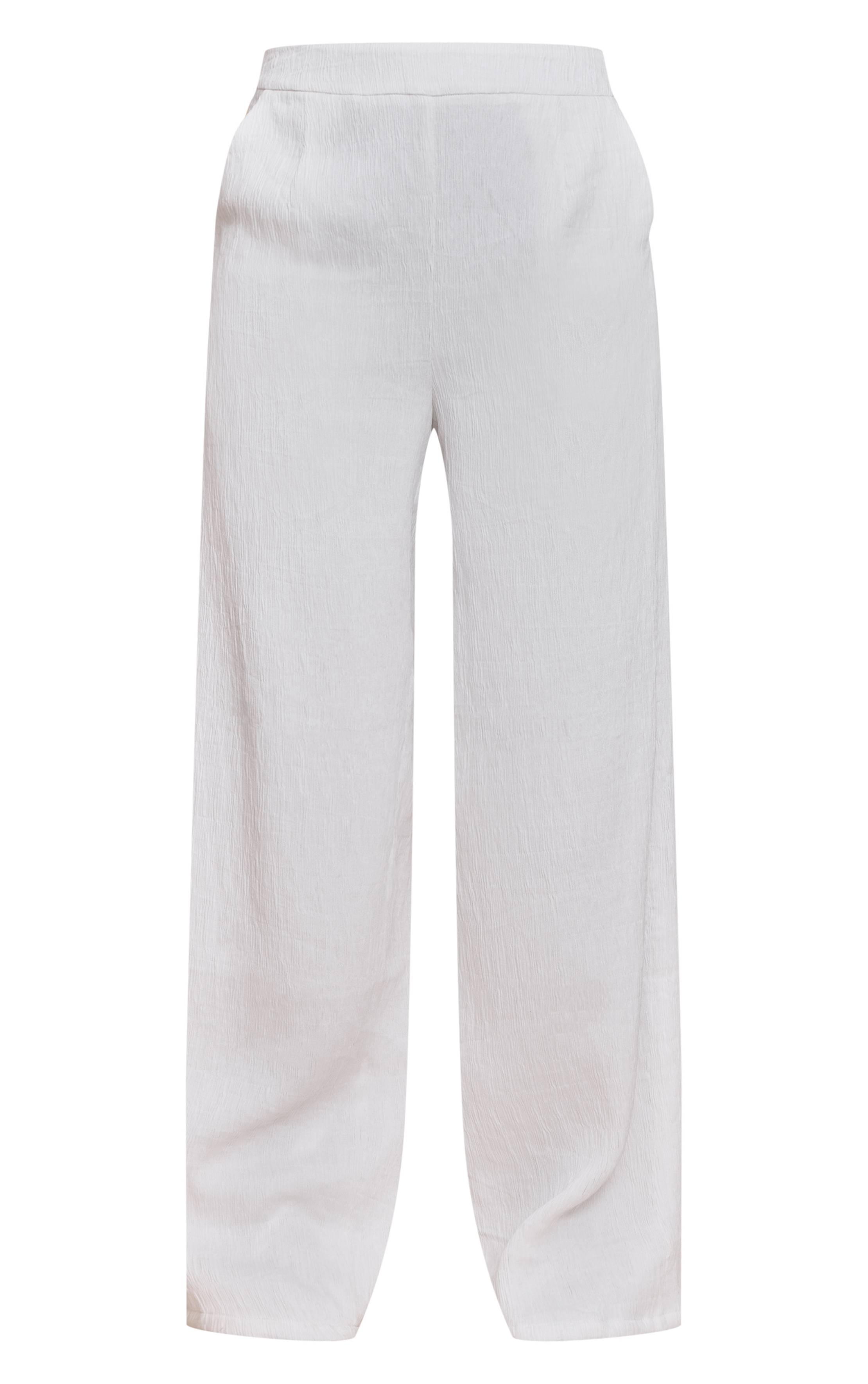 Blanc Ensemble Pantalon Large Texturé Coordonné