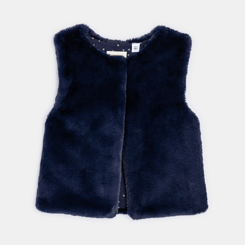 Boléro en fausse fourrure bleu fille