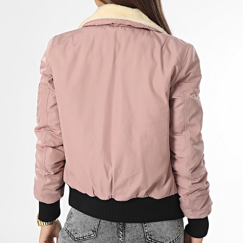 Bomber Femme Col Mouton Barcelone Rose