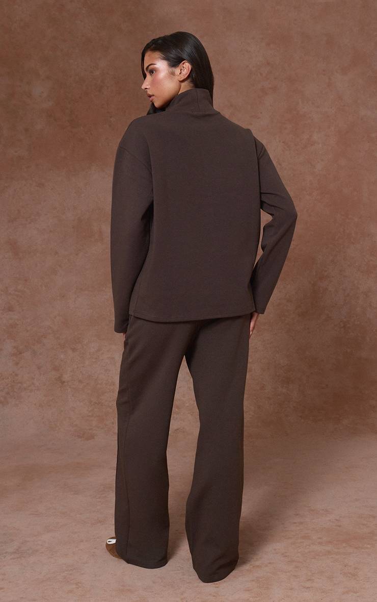 Chocolat Pantalon De Jogging Droit En Jersey Interlock À Pinces