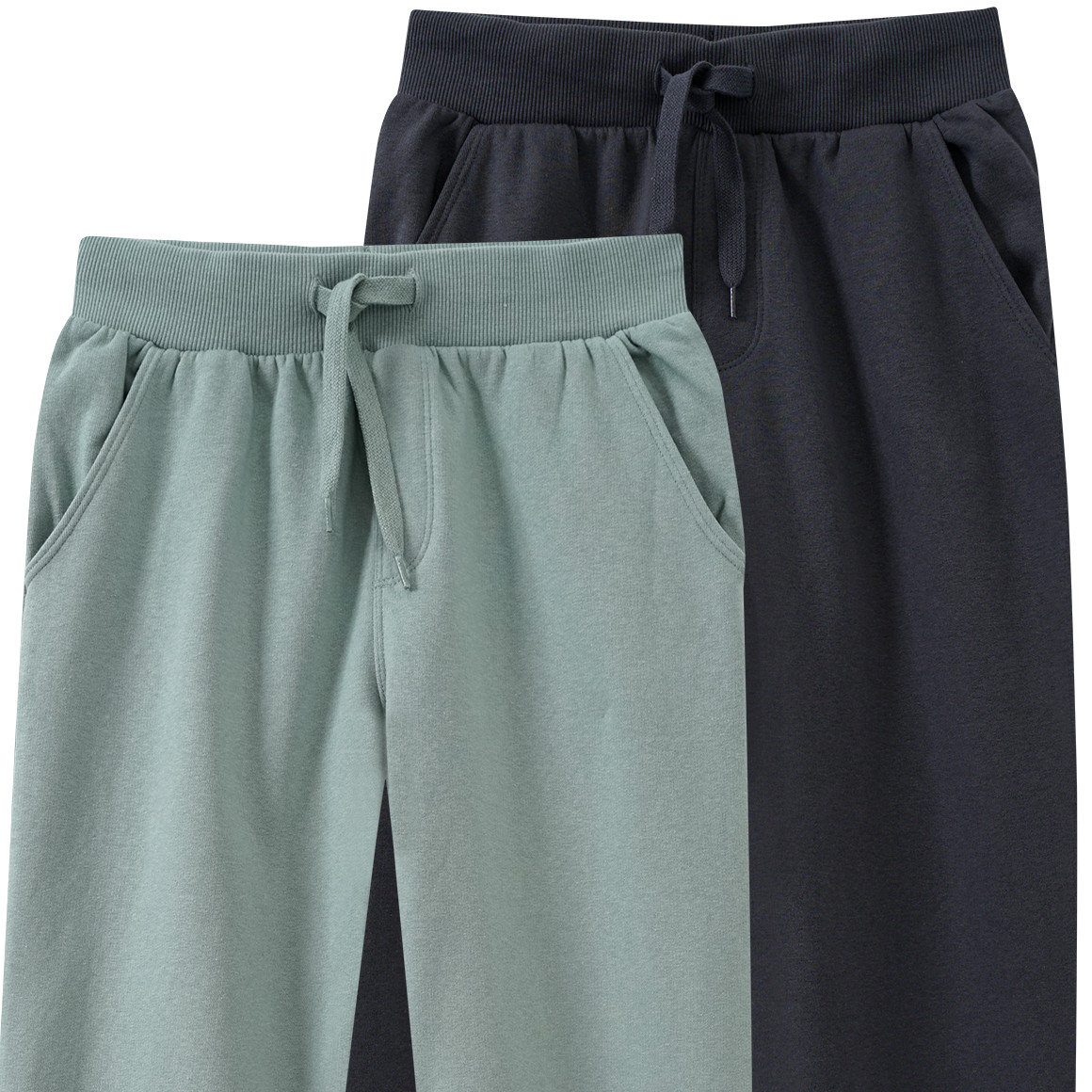 Famy 2 Jungen Jogginghosen mit Tunnelzug oliv / dunkelgrau