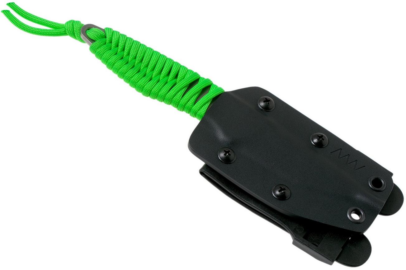 ANV P100 Sleipner, Neon Green Paracord, ANVP100-009, Black Kydex Sheath, nekmes