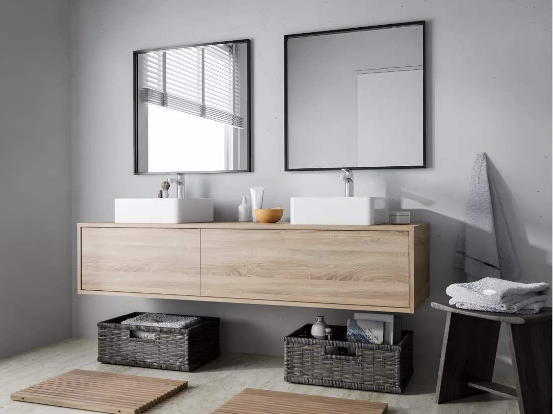 Meuble sous vasque suspendu - Coloris naturel clair - L150 cm - ISAURE II