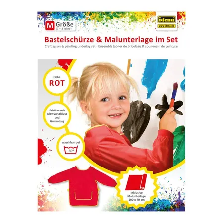 Idena Bastelunterlage mit Schürze, rot, 7-8 Jahre