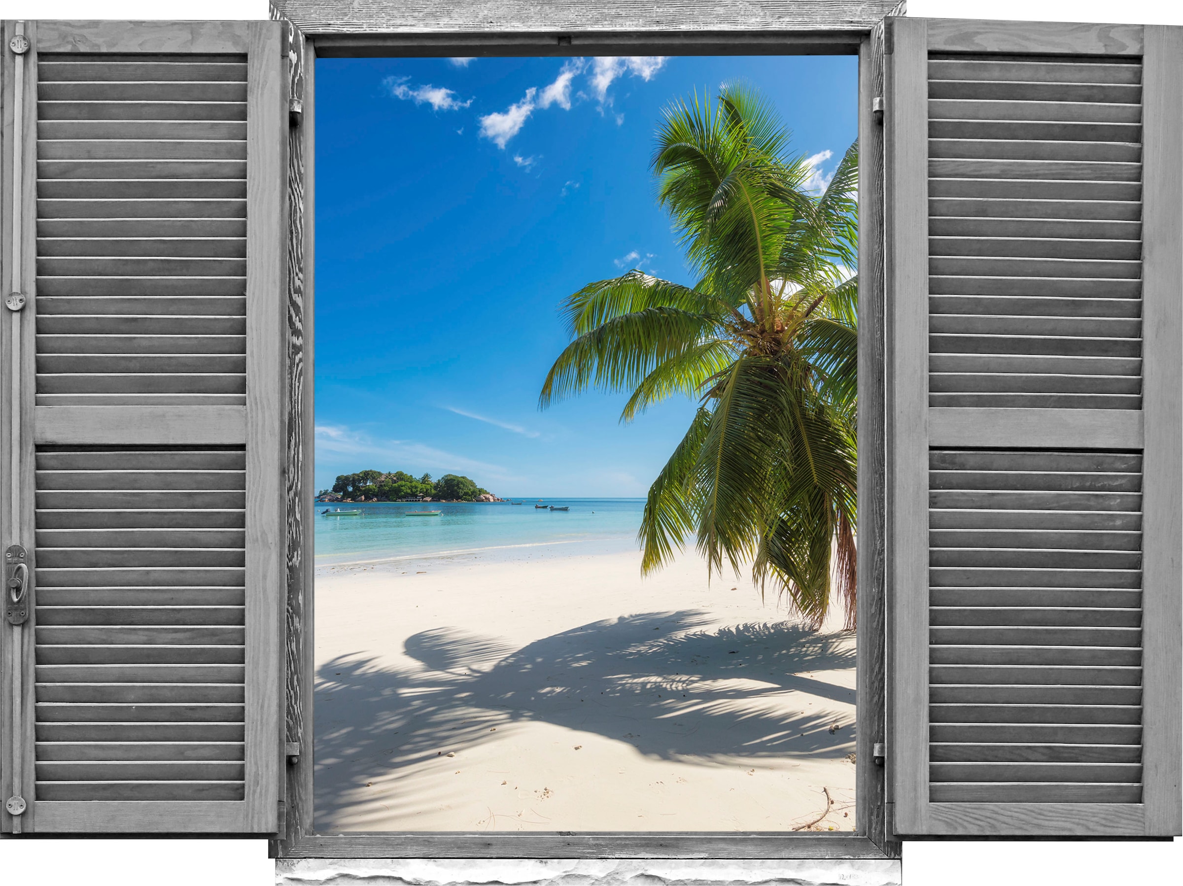queence Wandtattoo »Palmen im Sand« Wandsticker, Wandbild, selbstklebend, 3D, Fenster