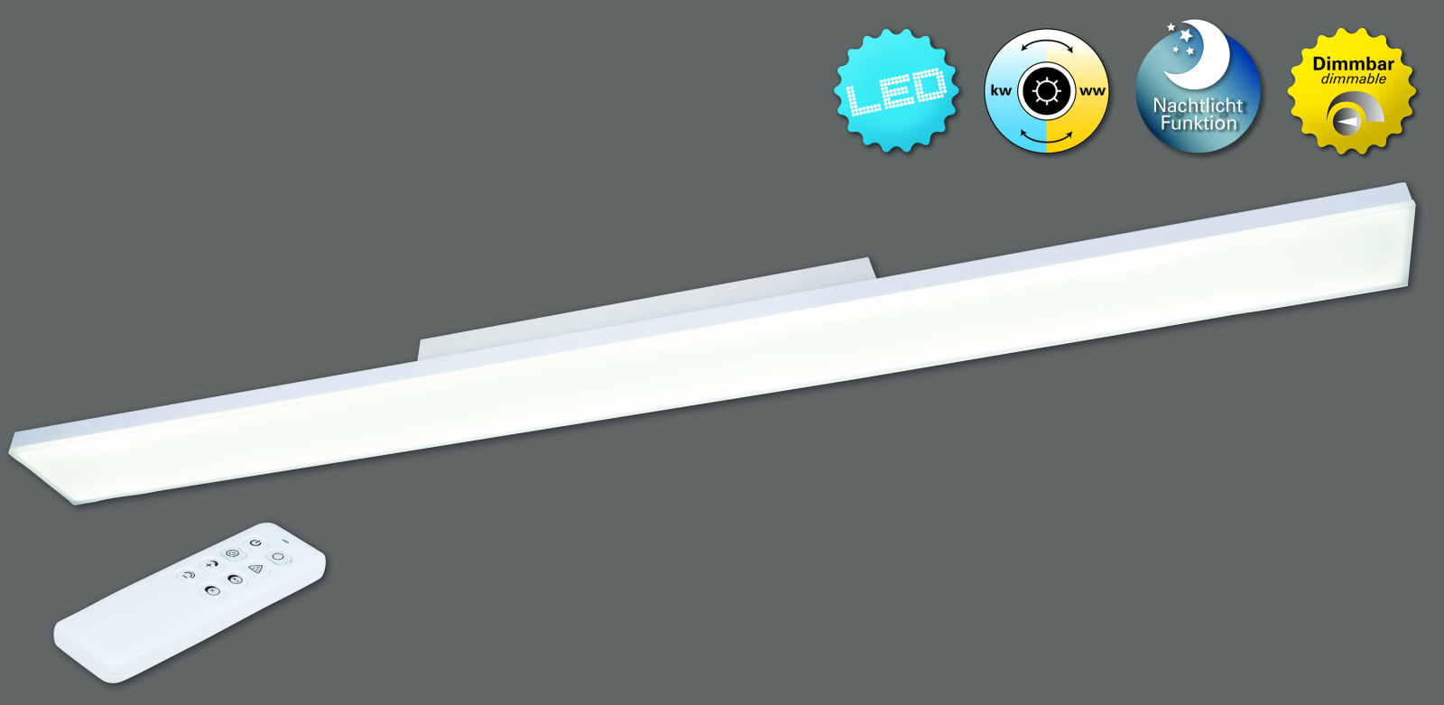 LED-Panel-Deckenleuchte CARENTE - rahmenlos - 119,5 cm lang