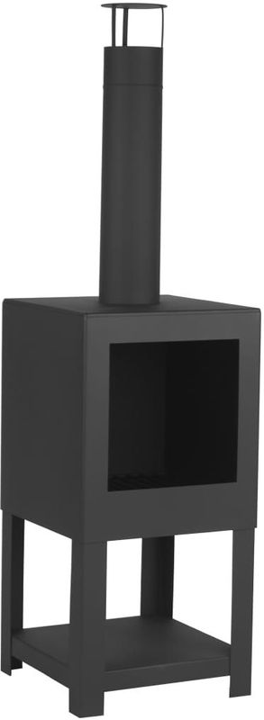 Esschert Design - Terraskachel - Zwart - Staal - Met Houtopslag