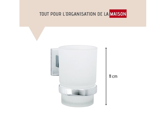 FACKELMANN - Porte serviette Porte brosse à dents mural gris chromé mare ref.86753