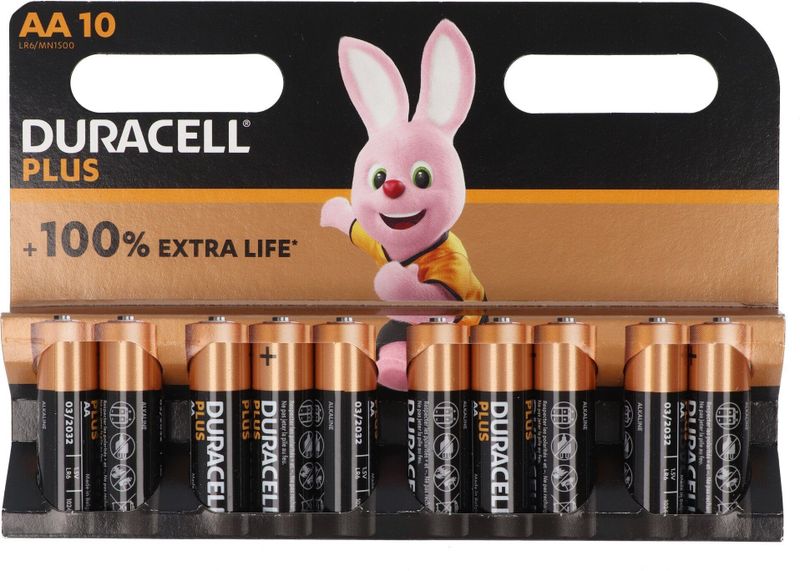 Duracell Plus AA - alkaline batterijen - 1,5V, LR6 - 10 stuks