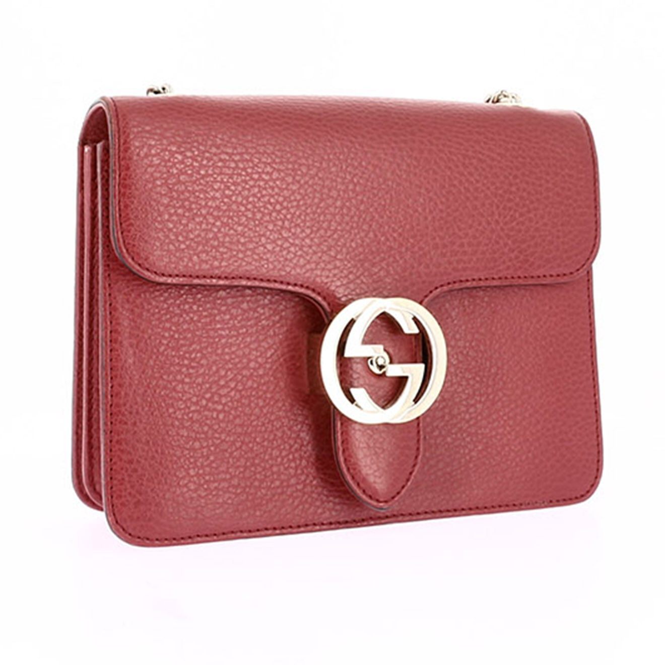 Gucci Sac bandoulière Interlocking en Cuir rouge - Très bon état - L.20 cm