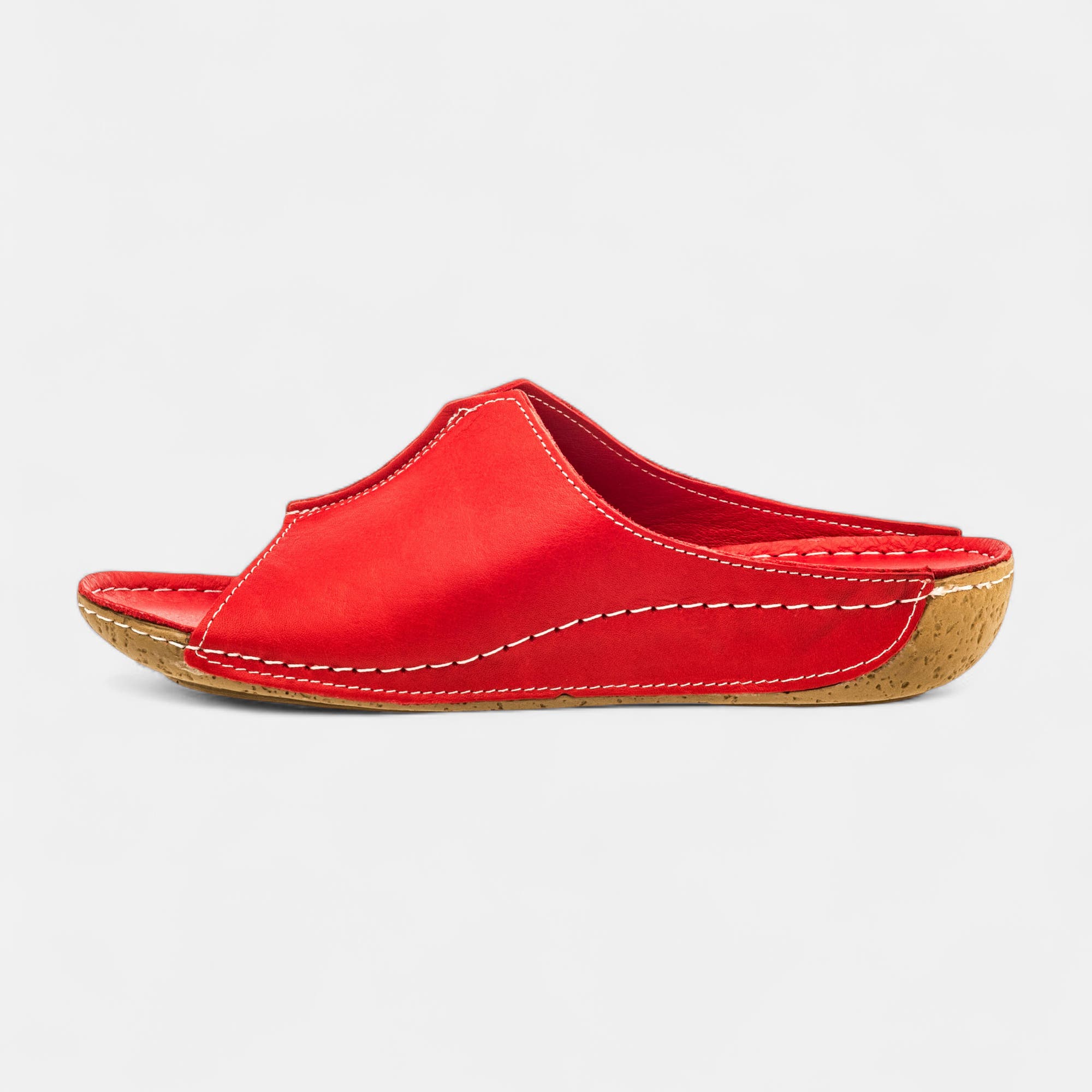 Mules Femme en cuir rouge