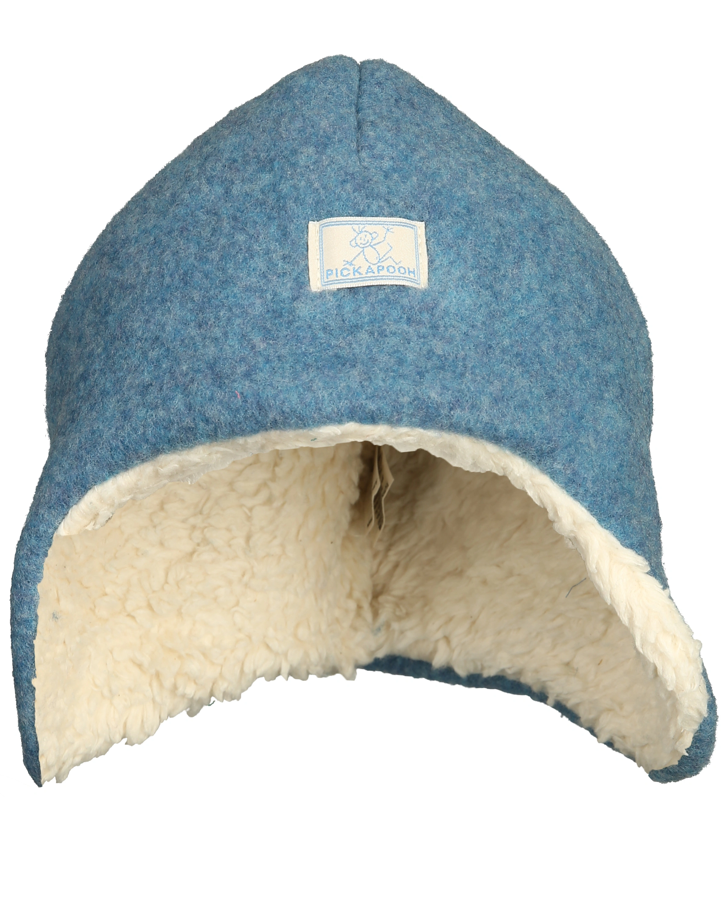 Woll-Mütze JONAS FLEECE mit Plüschfutter in jeansblau/natur
