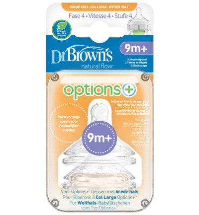 Dr Brown’s Options+ speen fase 4 brede halsfles (2 stuks)