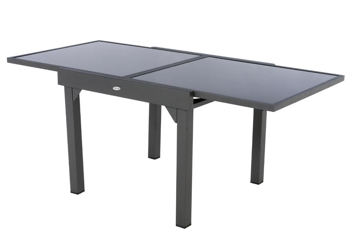 TABLE PIAZZA EXTENSIBLE VERRE GRAPHITE 8 PLACES