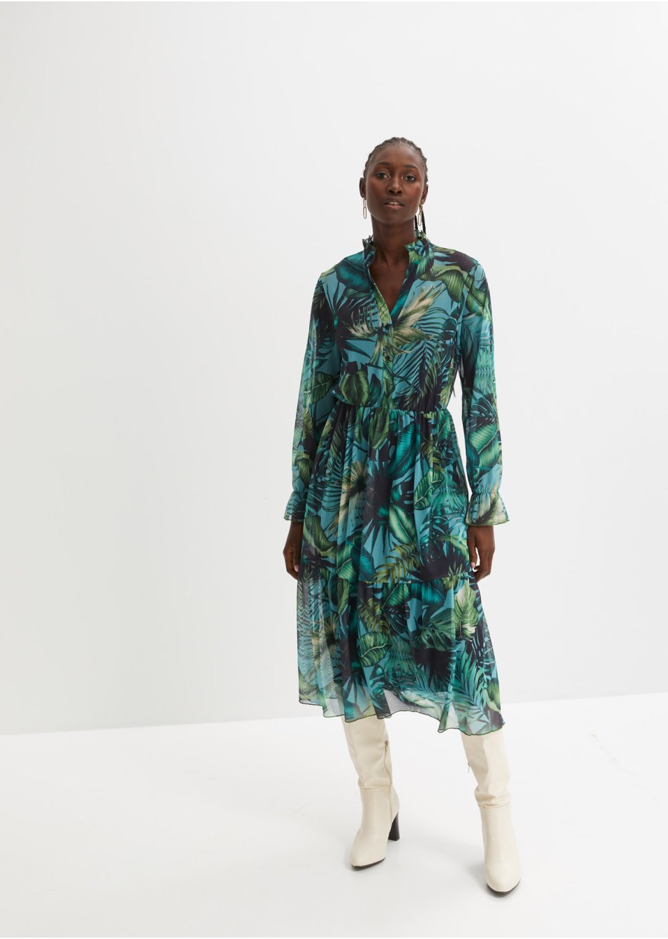 Robe midi en mesh imprimée