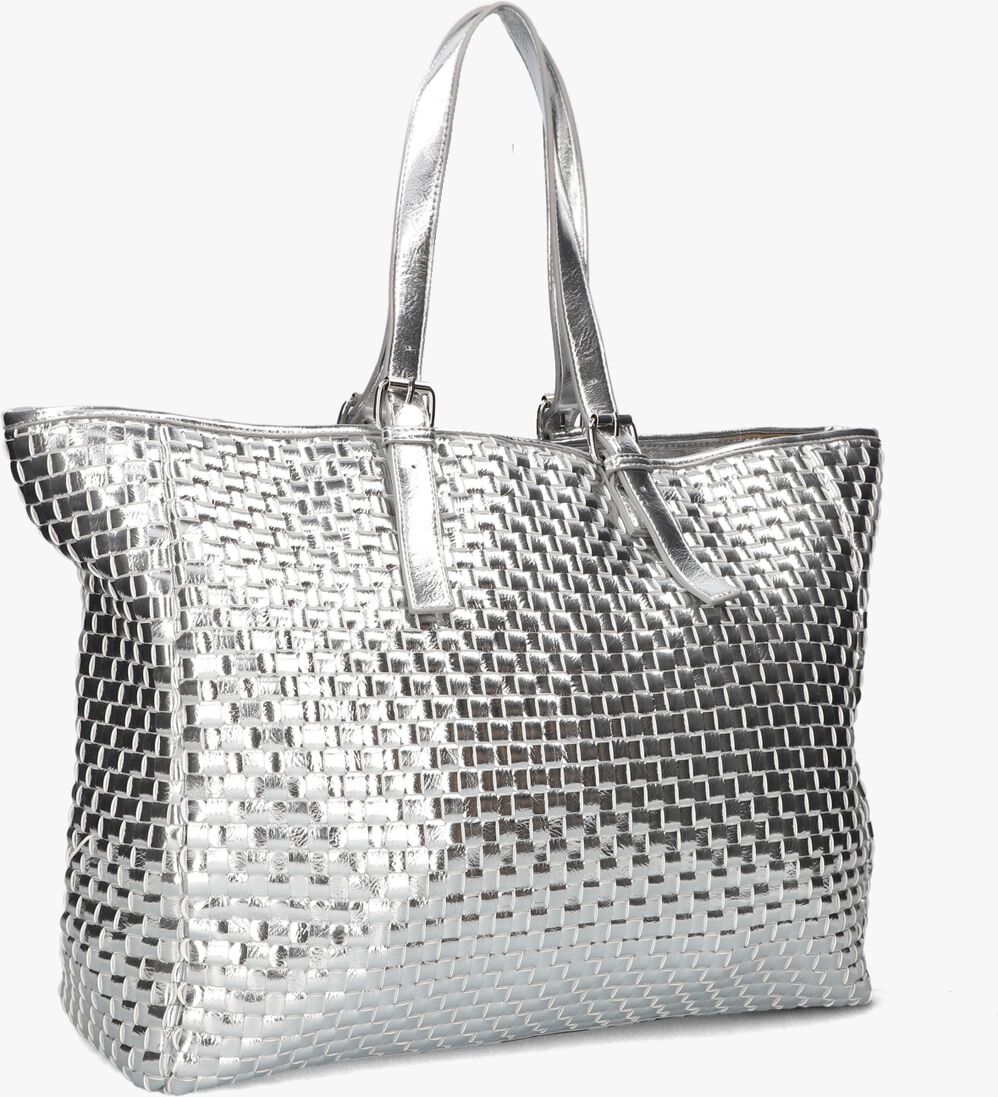 zilveren núnoo schoudertas maxi shopper braided recycled cool